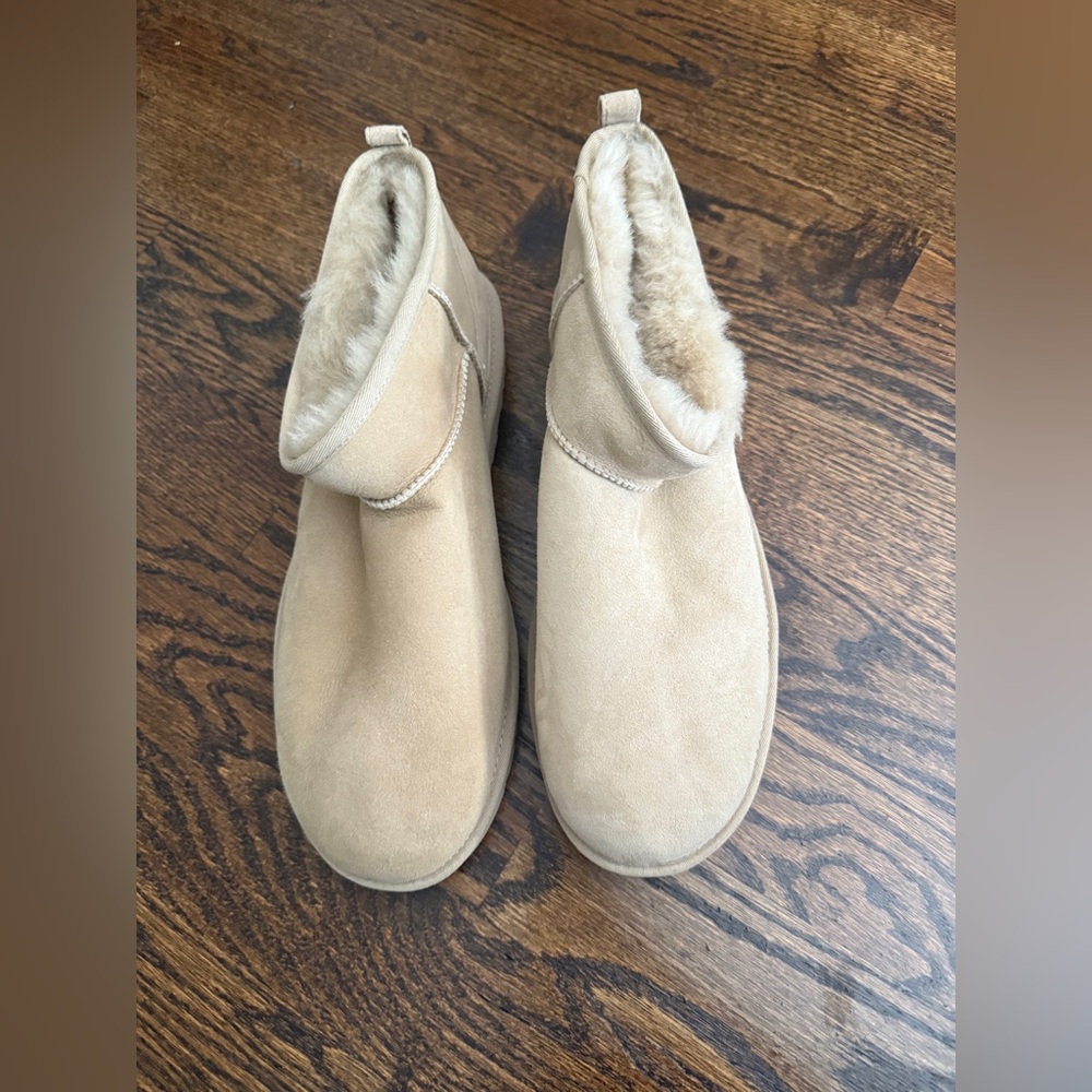 NEW UGG MUSTARD SEED CLASSIC ULTRA MINI SUEDE SHEEPSKIN BOOTS, MEN US 16~NEW - Picture 6 of 9